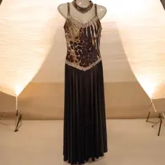 【訳アリ】アニマル柄＋黒いスカートでカッコいい印象　スタンダードワンピース