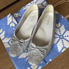 【⭐️2点買い20%OFF⭐️】グリッターシルバーバレエシューズ