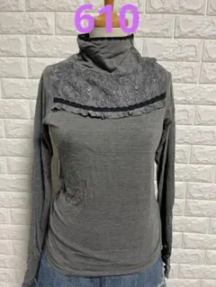 axes femmeグレー 長袖 トップス レース フリル 610