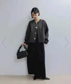 限定値下！新品アダムエロペ 25AWセレクトネックウェーブボタンカーディガン