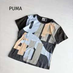 PUMA プーマ Tシャツ カットソー 総柄 グラフィック プリント コットン