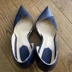 ネイビー ポインテッドトゥ ハイヒール