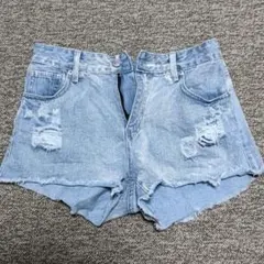 デニム ショートパンツ ブリーチ Mサイズ y2k ギャル 平成 ダメージデニム