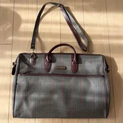 美品　lasserre ボストンバッグ グリーンチェック lasserre ボストンバッグ グリーン チェック ショルダーバッグ - メルカリ