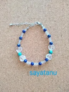 【リボンのおまもり】ターコイズとラピスラズリのおまもりリボンブレス