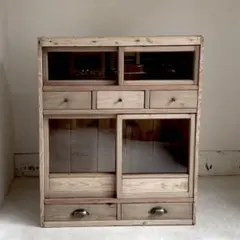 R*m様 古いガラス戸棚　レトロ　食器棚　水屋箪笥　古道具　アンティーク