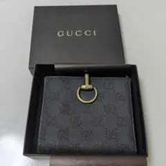 GUCCI　グッチ　二つ折り財布　ホースビット ヴィンテージ黒のサムネイル