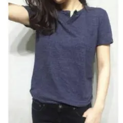 TODAYFUL ヘンリーネックTシャツ シンプル 無地 半袖 ネイビー 春夏のサムネイル