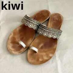kiwi フラワービジューサンダル　フラワービーズサンダル　ミュール　ゴールドのサムネイル