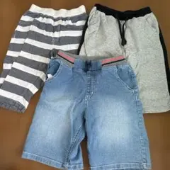 デニム ハーフパンツ ゴム入りウエスト