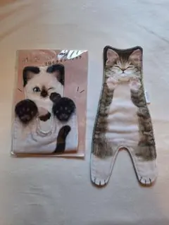 【新品未使用】フェリシモ猫部 ぱっかーん！子猫のタオル2点セットキジトラとシャムのサムネイル