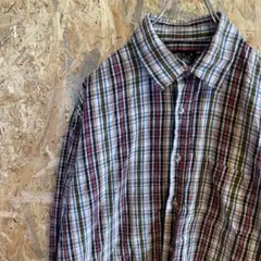 AE7141 FIRST DOWN 長袖シャツ チェック メンズ L ポス