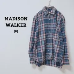 マディソンウォーカー　シャツ　羽織り　チェック柄　長袖　胸ポケット　綿100 M