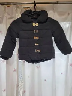 petit main ネイビー中綿コート 100cm リボン付き