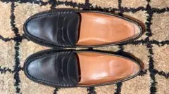 【新品未使用】27.5cmラルフローレン レザーシューズ ブラック イタリア製 piazza_rl61-1