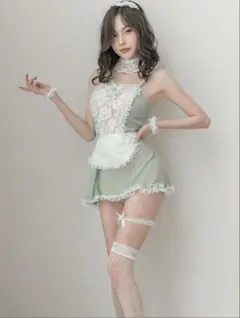 ブ*ん様 セクシー メイド服 コスプレ ランジェリー ロリータ エプロン 緑のサムネイル