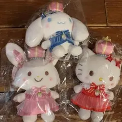 ハローキティ・マイメロディ・バツマル ぬいぐるみ3体セット