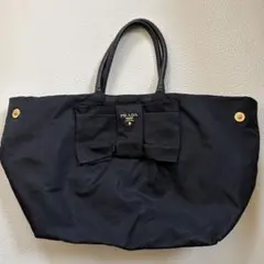 PRADA プラダ ナイロン トートバッグ リボン ブラック