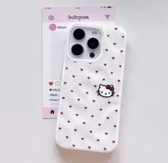 【新品未使用】キティiPhone 15proケース ハート柄 ホワイトのサムネイル