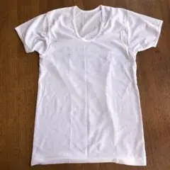未使用　ホワイト Uネック 半袖 Tシャツ メッシュ　メンズ　Mサイズ