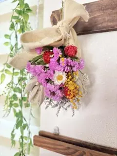 ドライフラワー　ミニブーケ　ミモザとピンク＊　いちごスイーツ＊