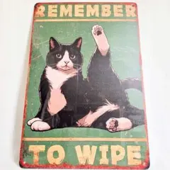 猫 メタルプレート ユーモア サインボード 約20×30cm