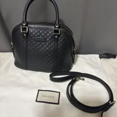 GUCCI マイクロ グッチ シマ 2way ショルダーバッグ ブラック