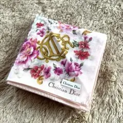 【未使用】ChristianDior クリスチャンディオール ハンカチ 旧ロゴ
