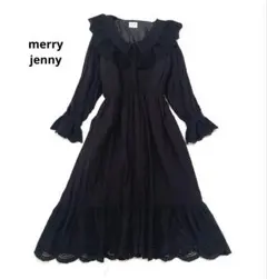 merry jenny メリージェニー　 フリルbigカラーワンピース　ブラック