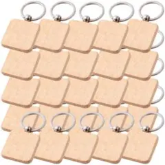 木製 キーホルダー 番号札 無地 ホテル ロッカーキー DIY 四角 25個