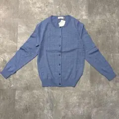 ケーブル編み カーディガン ブルー ニット 春色 シンプル レディース M