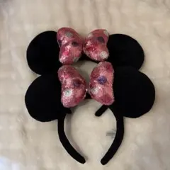 ディズニー　ミニーマウス　カチューシャ　スパンコール　２点セット