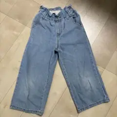 GU ライトブルーワイドパンツ 100%コットン　120