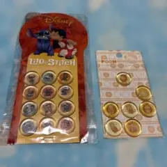 ディズニー スティッチ プーさん おはじきシール セット レトロ