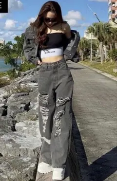 アベイル×SHOKO ダメージデニムパンツ