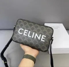 CELINE ロゴ ショルダーバッグ ダークグレー