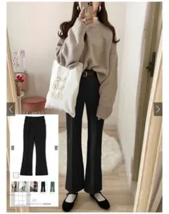 GRL グレイル　フロントタックフレアパンツ k8360t 韓国　ワンホン