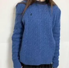 【正規品】ポロラルフローレン❤️ケーブルニット　カシミヤ混　ヘザーブルー　S