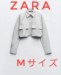 【新品】ZARA　クロップドギャバジンシャツ　Mサイズ