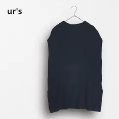 R3566＊ユアーズ ニットベスト きれいめ シンプル レイヤード ブラック L