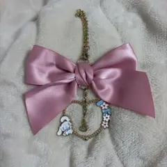 シナモロール イニシャルリボンチャーム ピンクリボン・イニシャルS