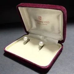 美品 箱付 ミキモト MIKIMOTO あこや真珠 5石クラスター イヤリング 
