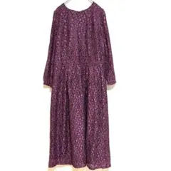 【Merlot plus】パープル 花柄 刺繍 ワンピース 2次会 オケージョン