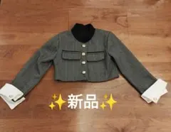 新品 ヘリンボーン クロップドジャケットライナ取り外し可グレー