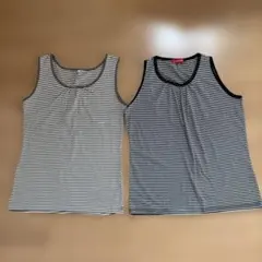 ボーダータンクトップ 2枚セット レディース