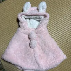 ピンク うさぎ耳 フリースポンチョ