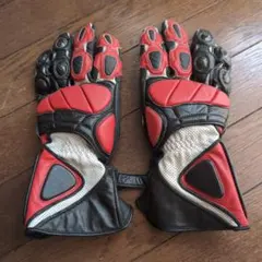 NANKAI バイク用レザーグローブ 黒/赤　Mサイズ