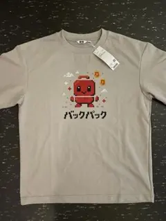 UNIQLO U エアリズムオーバーサイズTシャツ ピクセルアート ライトグレー