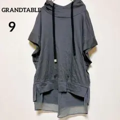 【グランターブル】GRANDTABLE綿フード付きオーバーサイズパーカーグレーM