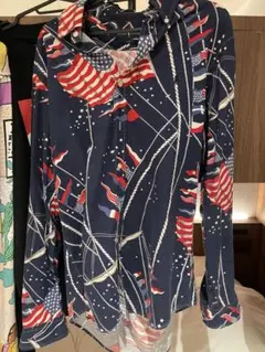 星条旗プリント長袖シャツ ネイビー　ラルフローレン 日本未発売品